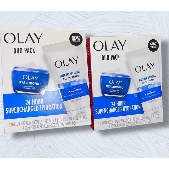 Olay Regenerist Hyaluronic Refreshing Gel Cleanser Ultralight Duo Pack Lot of 2 - Picture 1 of 9